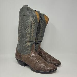 Vintage Nocona Boots 8D Brown Gray Snakeskin EXOTIC Leather Western Cowboy 2420C